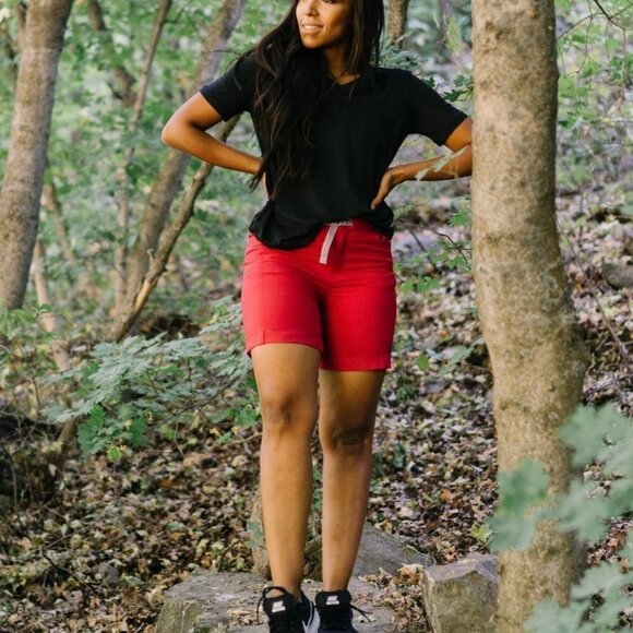 ZYIA Active red Not Just a Trail Athletic Shorts Size XXL cuffed hem pockets - Picture 2 of 9